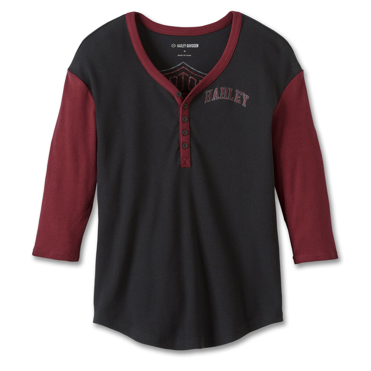 Harley-Davidson® Womens Pride Contrast Henley - Black Beauty