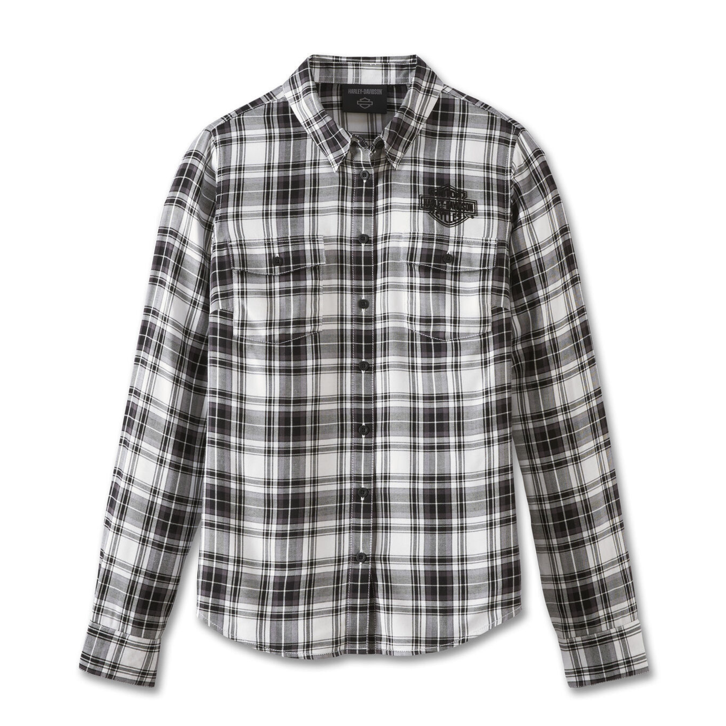 Harley-Davidson® Women's Classic Eagle Plaid Shirt - YD Plaid - Black Beauty