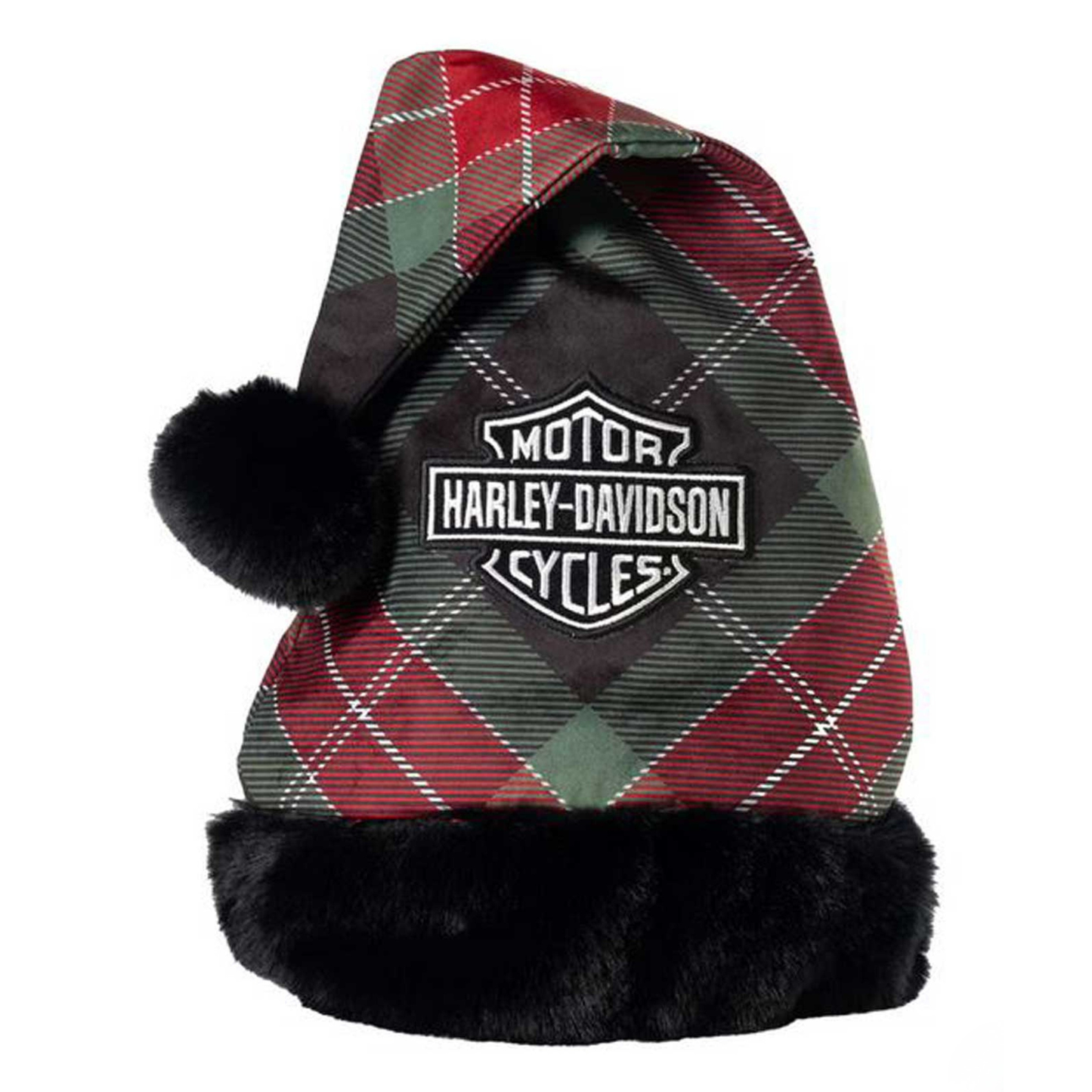 Harley-Davidson® Embroidered Bar & Shield Logo Holiday Plaid Santa Hat