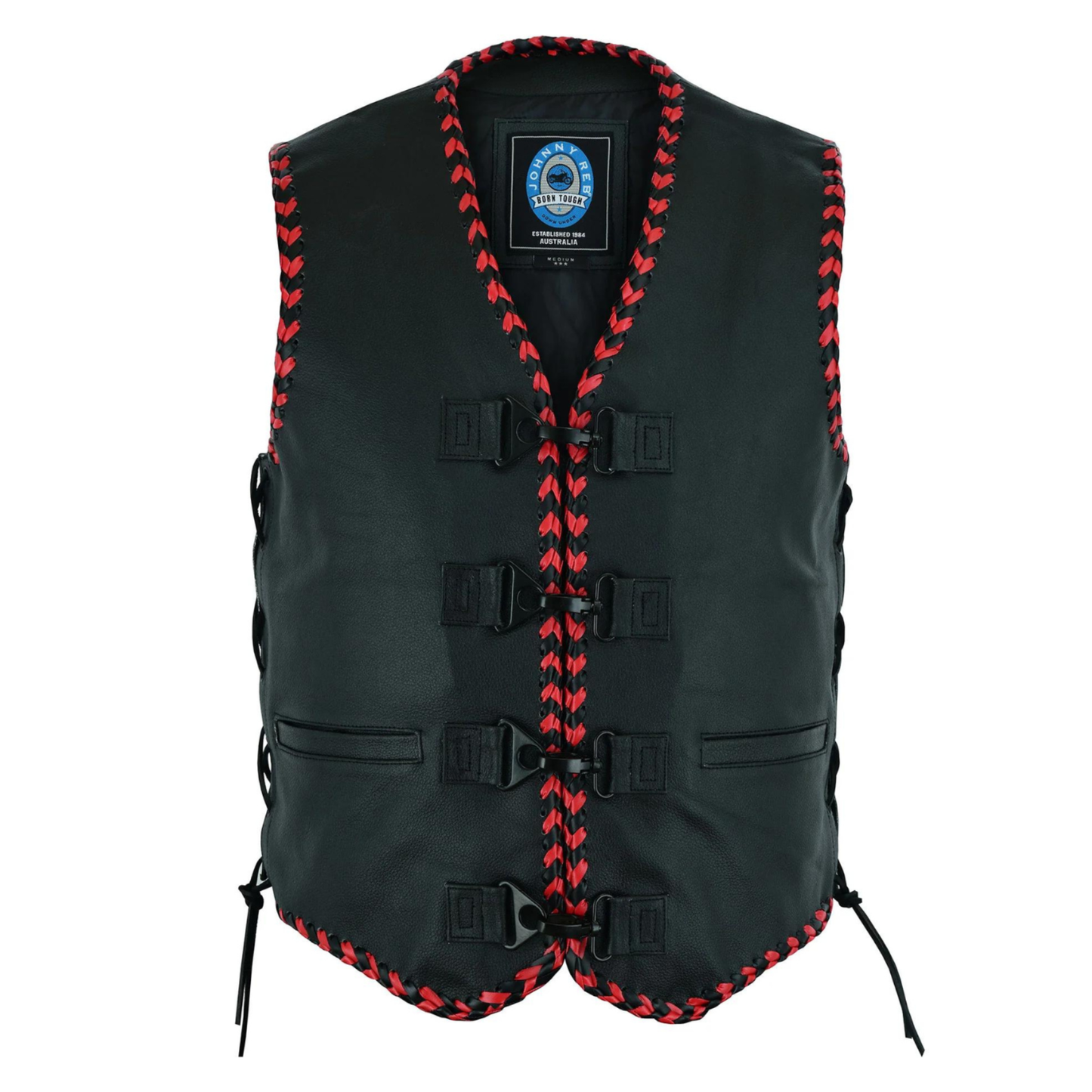 Johnny Reb Springbrook Leather Vest - Red/Black