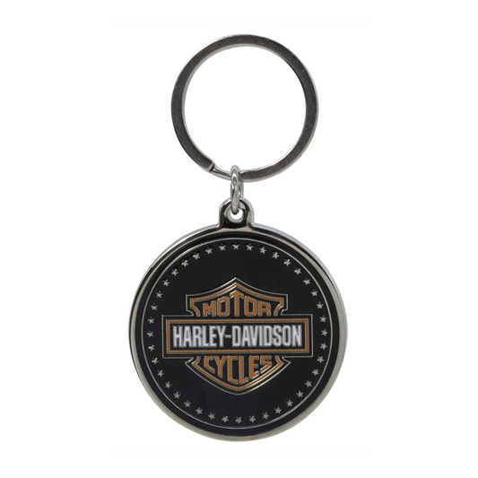 Harley-Davidson® Coin-Style Bar & Shield Logo Key Chain - Black/Orange
