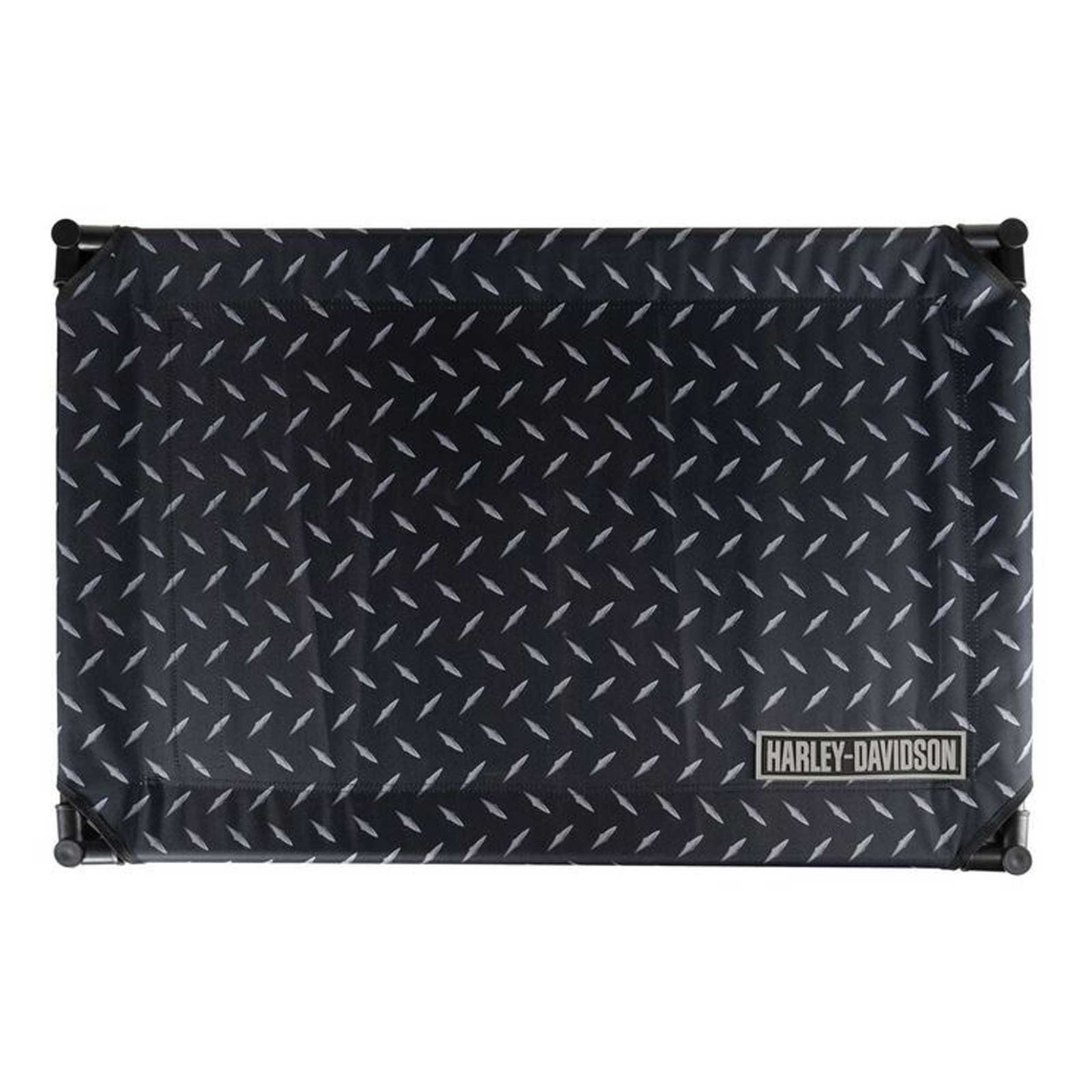 Harley-Davidson® Diamond Plate Elevated Pet Travel Bed - Water-Resistant Black