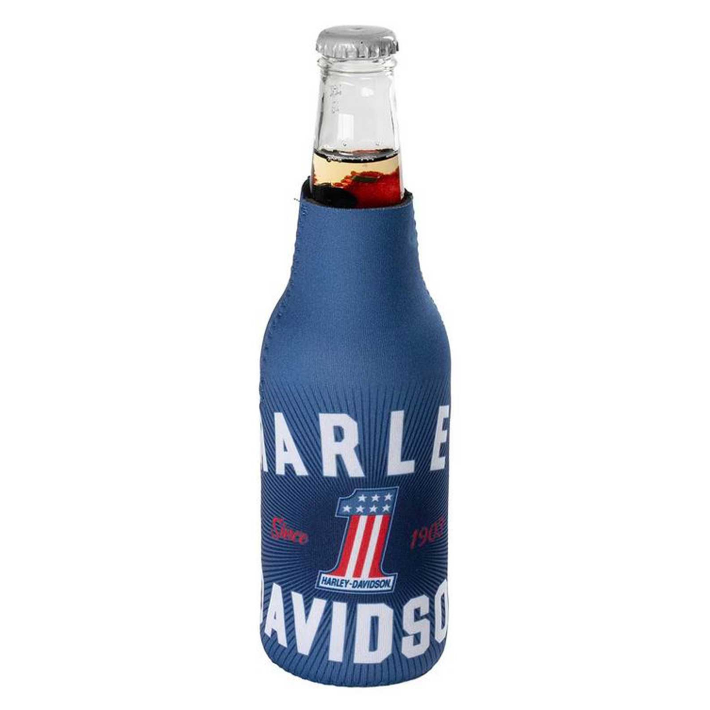 Harley-Davidson® #1 RWB Graphic Neoprene Zippered Bottle Wrap - Navy Blue