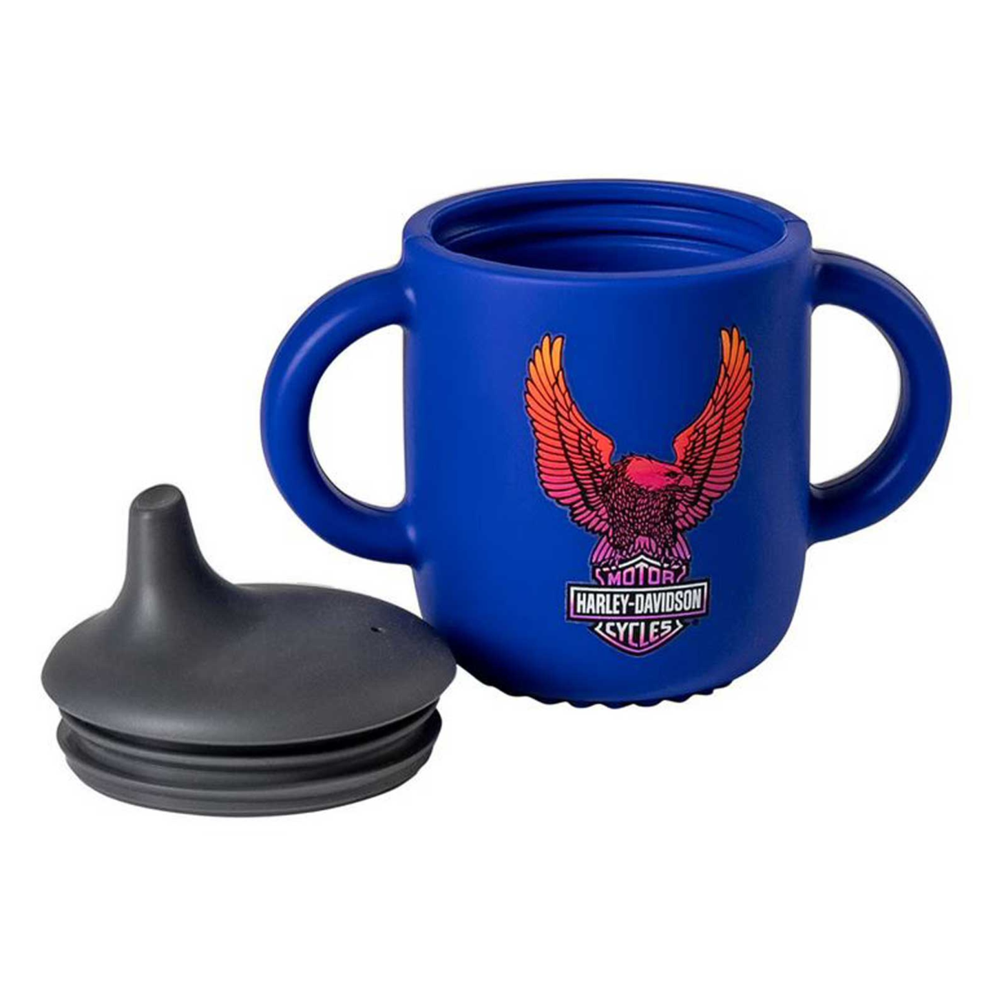 Harley-Davidson® Kid's Silicone Sippy Cup w/ Lid & Handle - Bar & Shield Eagle