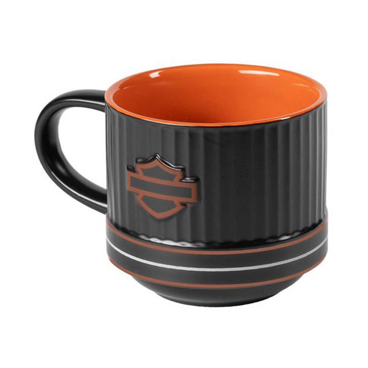 Harley-Davidson® Open Bar & Shield Embossed Coffee Mug Set - Black & Orange