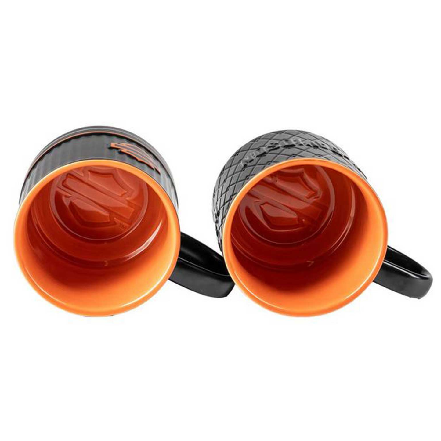 Harley-Davidson® Open Bar & Shield Embossed Coffee Mug Set - Black & Orange