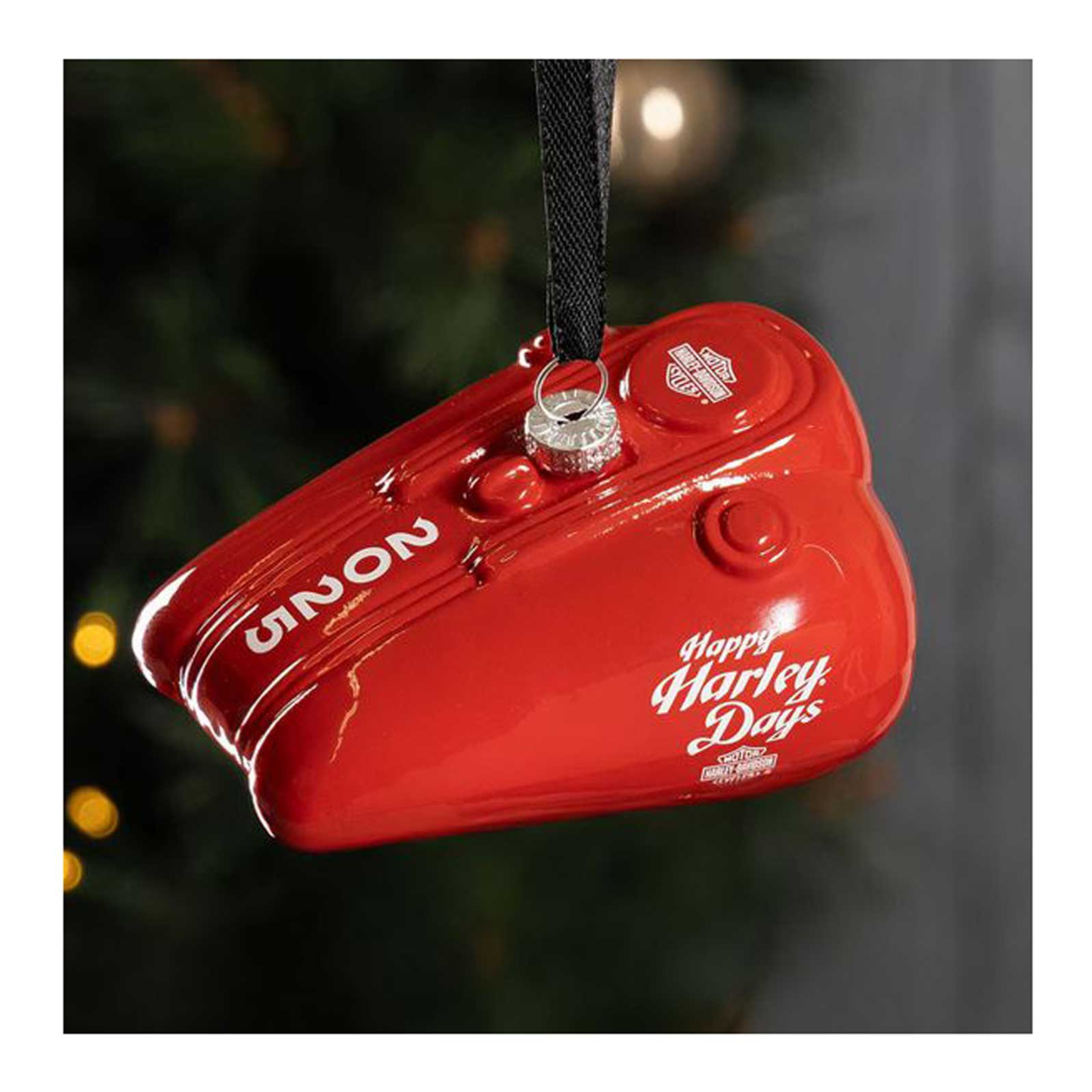 Harley-Davidson® 2025 Santa Express Gas Tank Holiday Christmas Glass Ornament