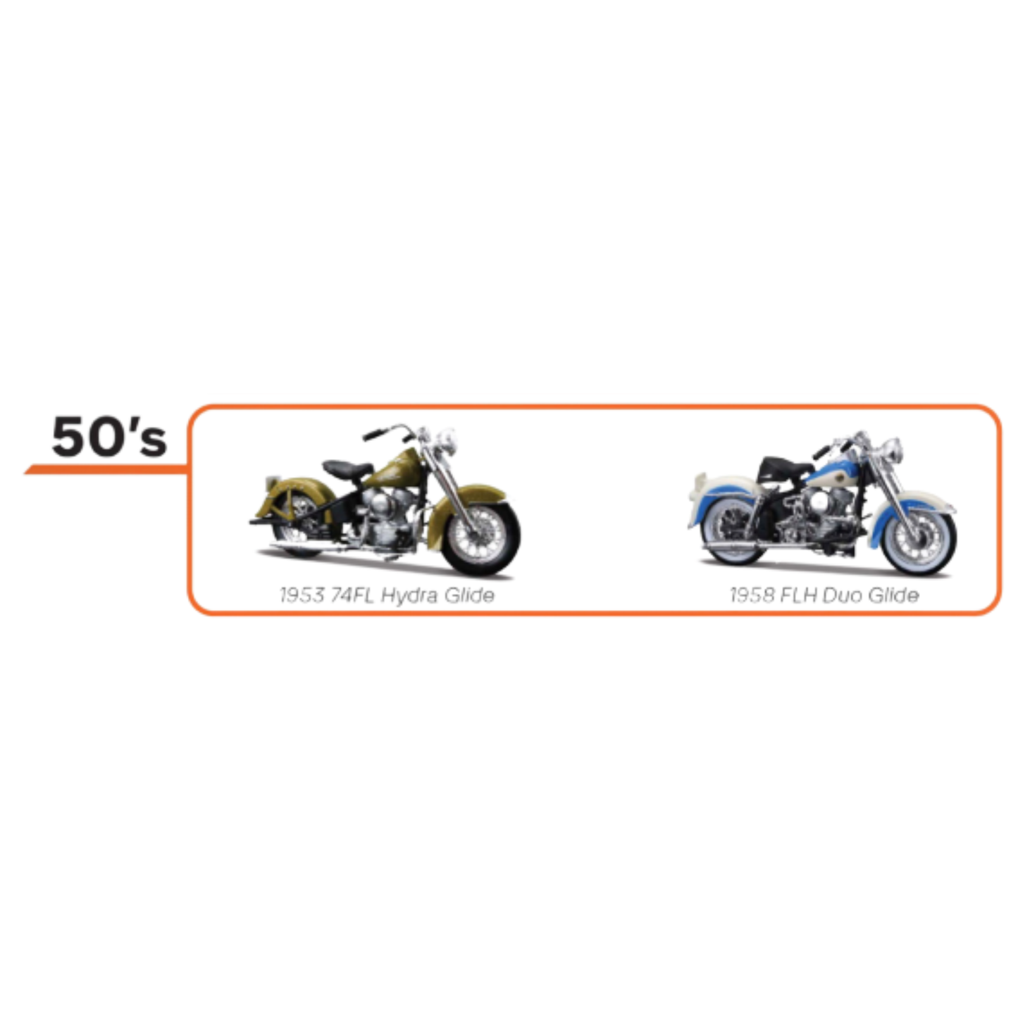 Harley-Davidson® 1:18 Motorcycle Duo Pack - 1950'S - 1953 74FL Hydra Glide & 1958 FLH Duo Glide