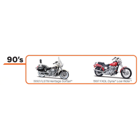 Harley-Davidson® 1:18 Motorcycle Duo Pack - 1990'S - 1993 FLSTN Heritage Softail & 1997 FXDL Dyna Low Rider