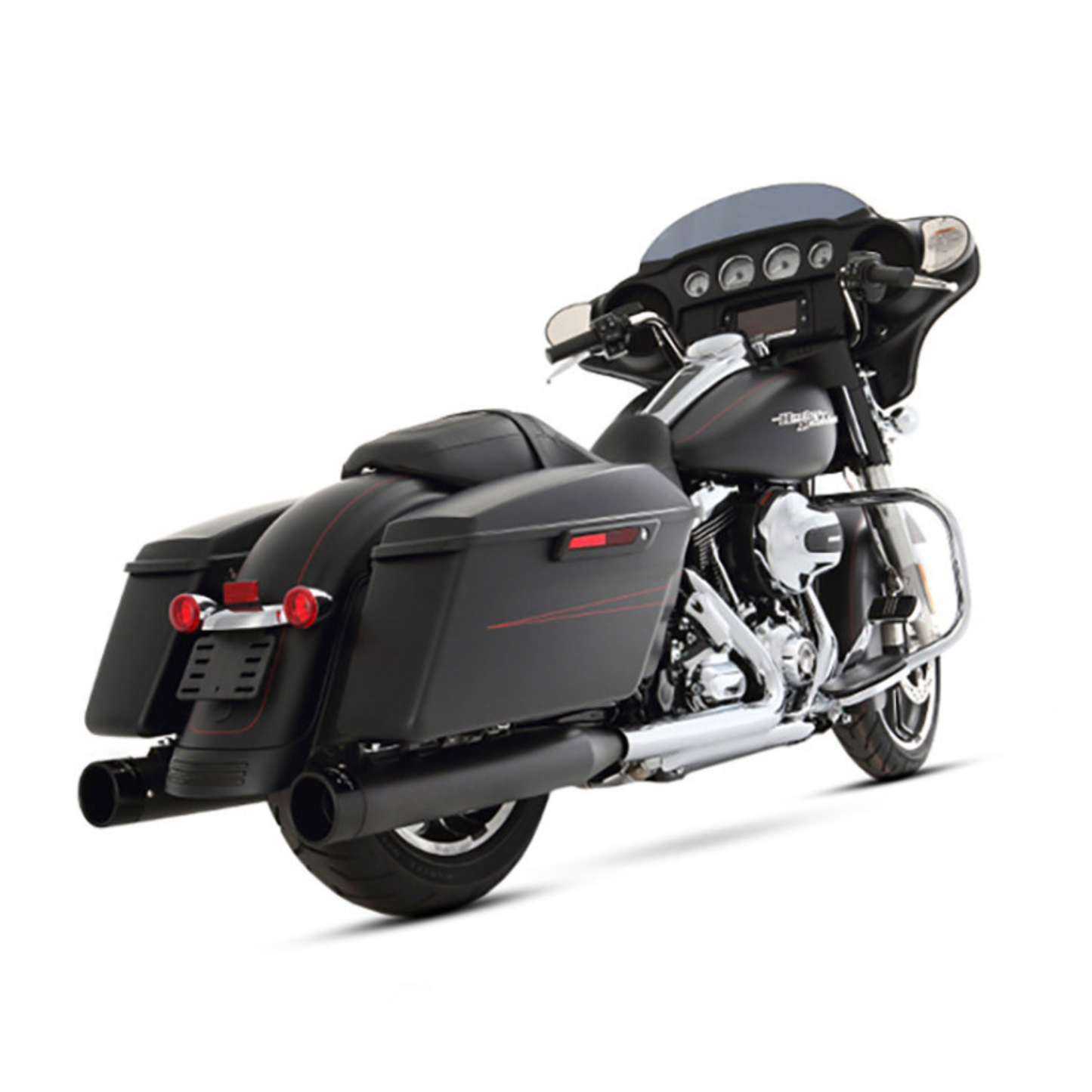 Rinehart Racing - Slip-On 4" Mufflers Black w/Black End Caps - Fits Touring 2017up