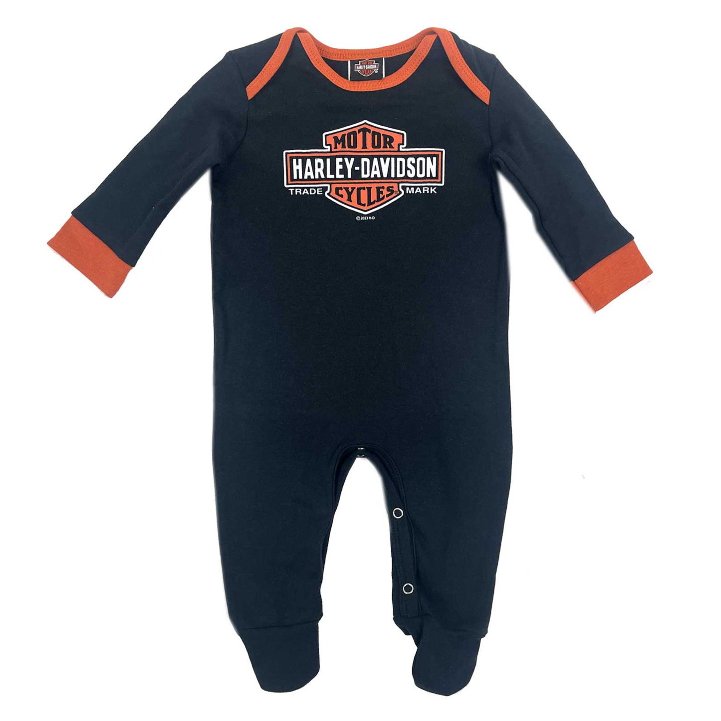Harley-Davidson® Boys' Bar & Shield Logo Knit Footed Long Sleeve Romper