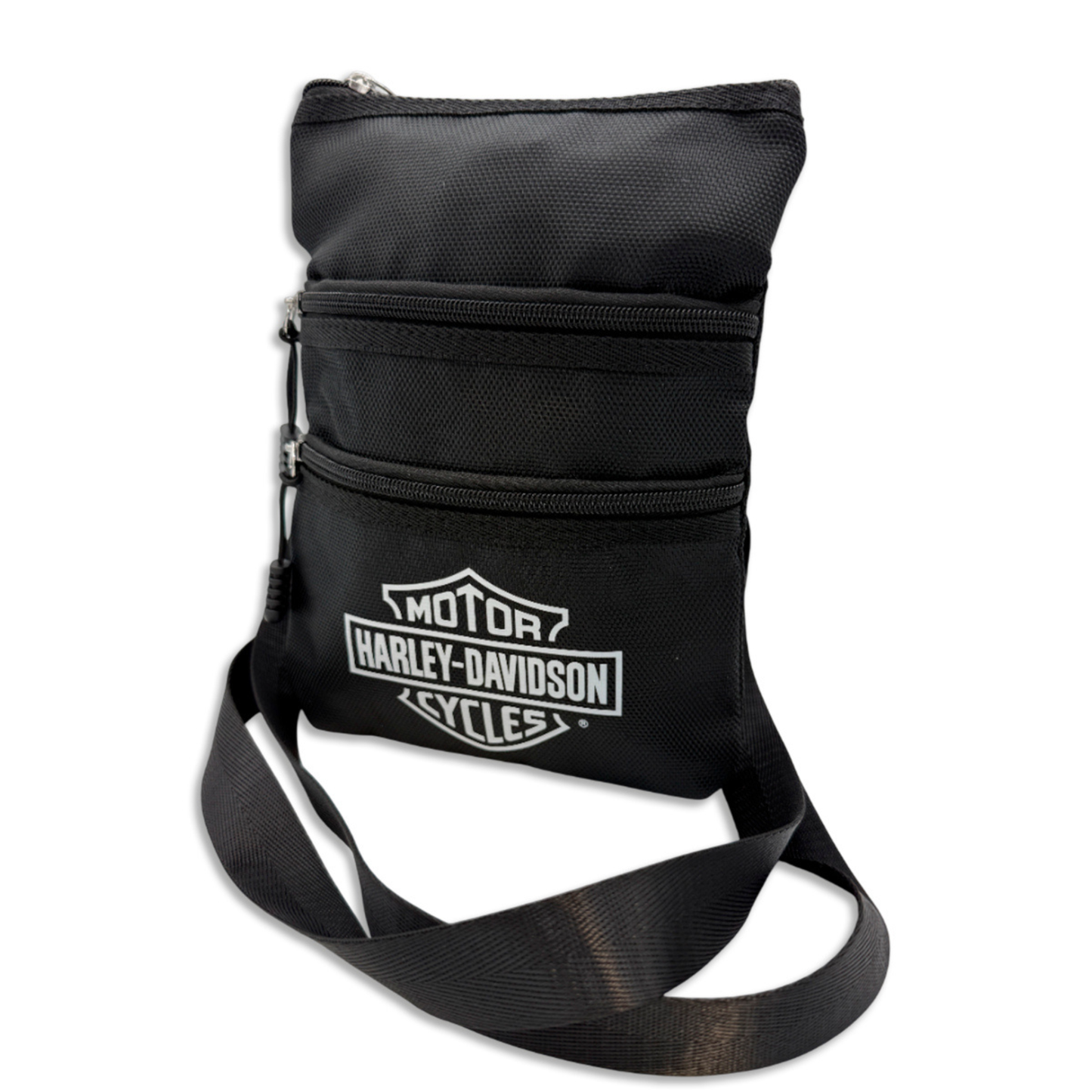 Harley-Davidson® Deluxe Nylon Crossbody Bag With Adjustable Shoulder Strap - B&W Bar & Shield