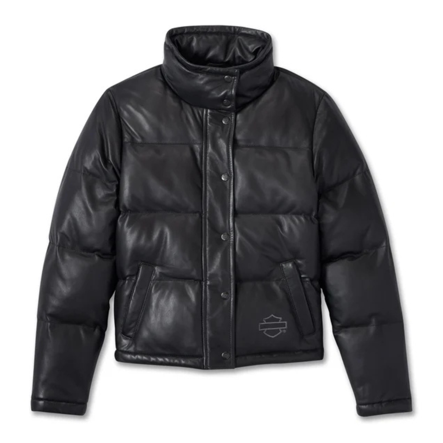 Harley-Davidson® Women's Blacked Out Leather Puffer Jacket