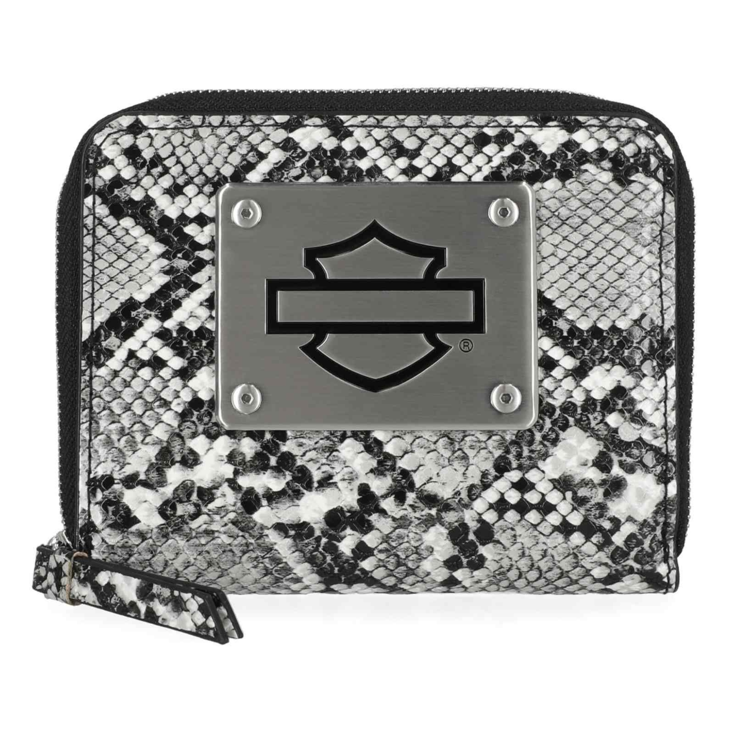 Harley-Davidson® Women's Python Print B&S Logo RFID Zip Around Wallet - Black