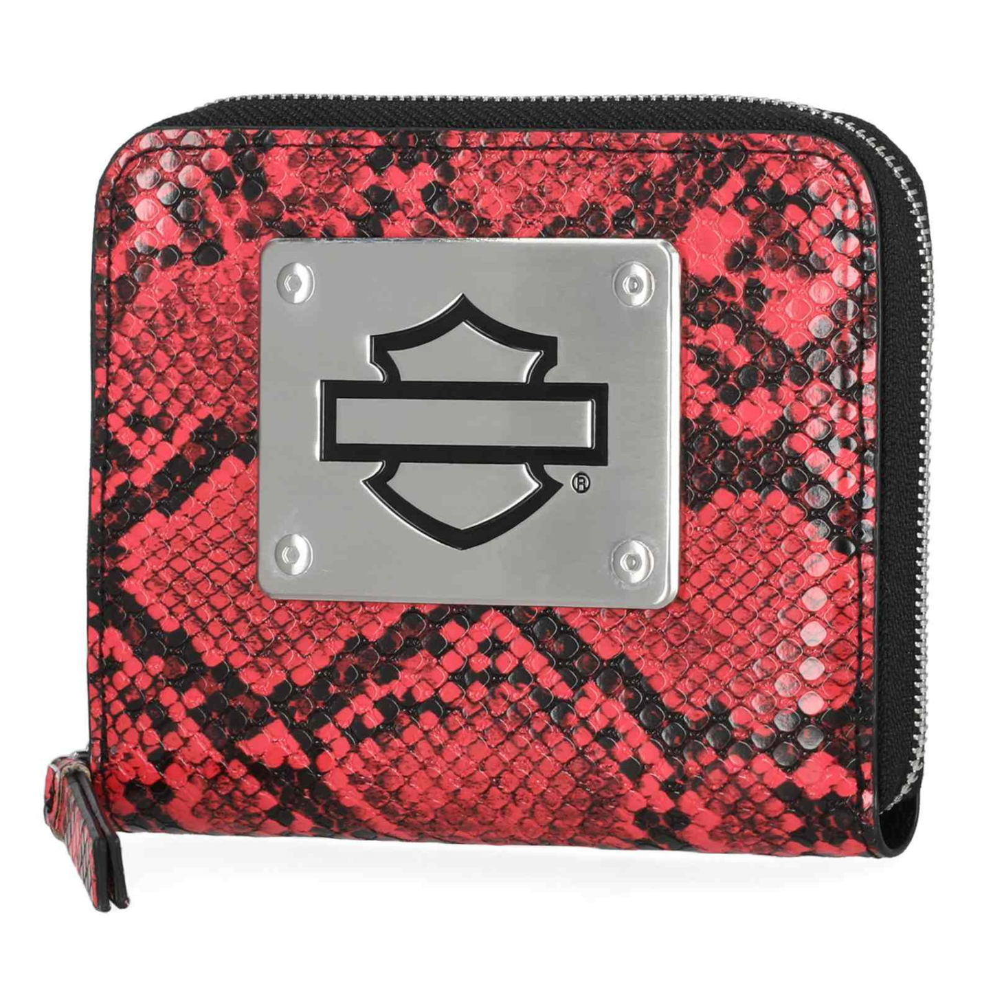 Harley-Davidson® Women's Python Print B&S Logo RFID Zip Around Wallet - Pink