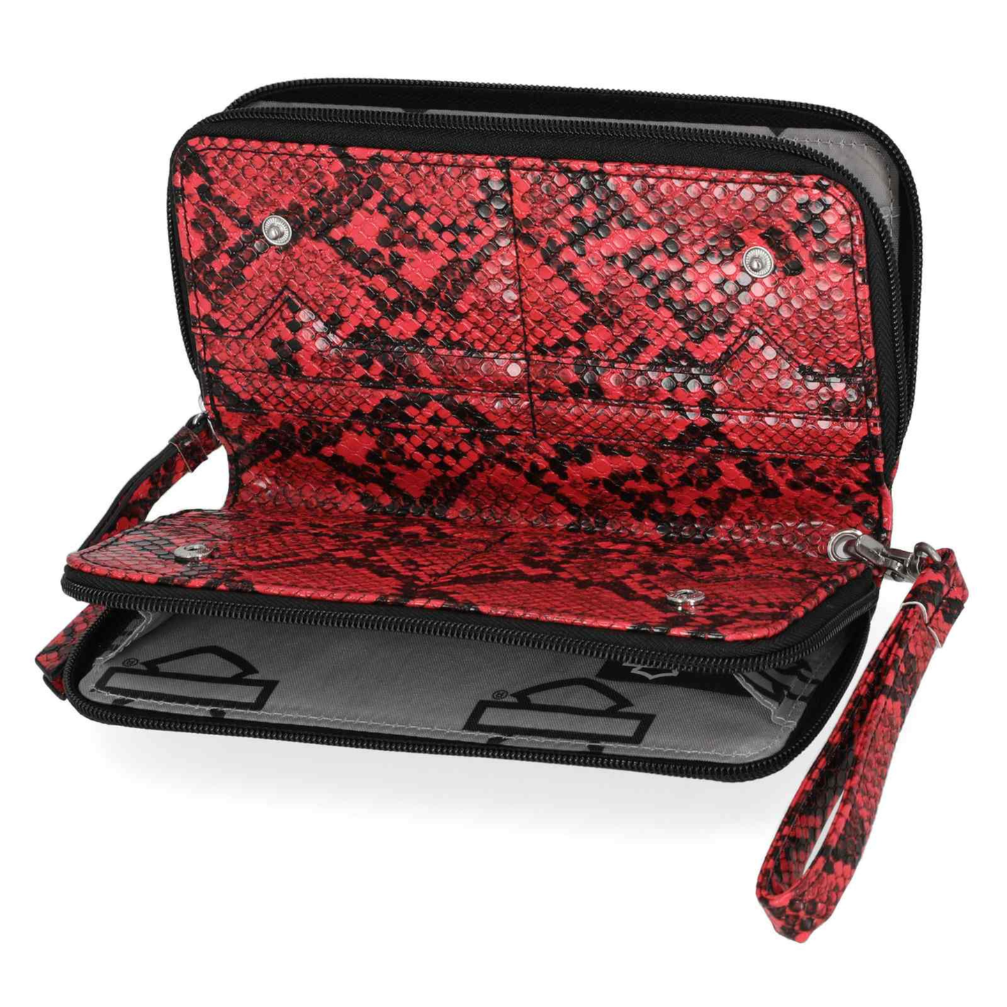 Harley-Davidson® Women's Python Print B&S Logo RFID Zip Around Wristlet - Pink