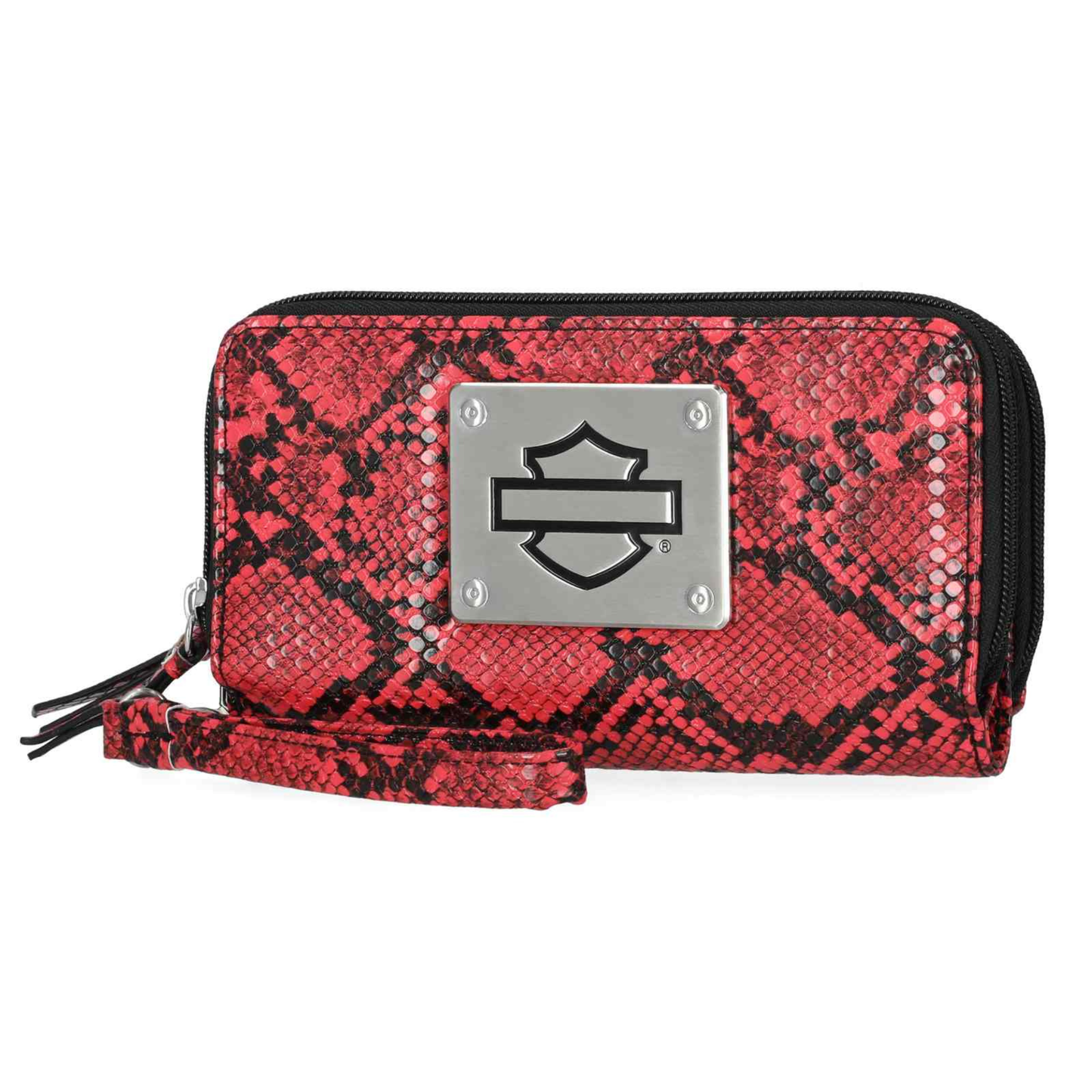 Harley-Davidson® Women's Python Print B&S Logo RFID Zip Around Wristlet - Pink