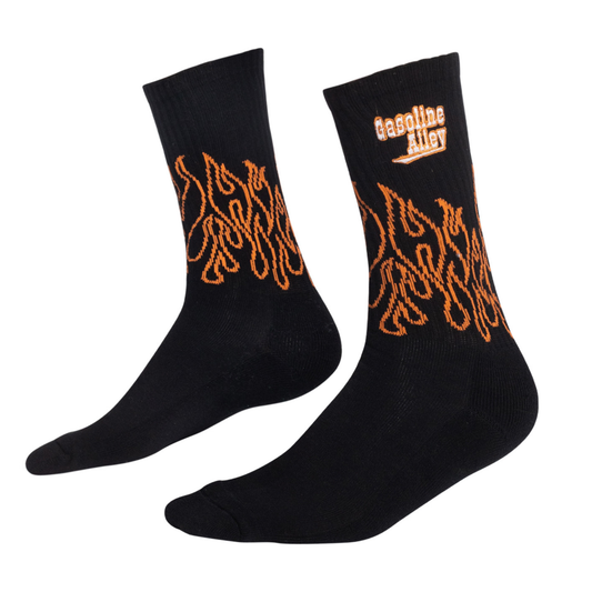 Gasoline Alley Crew Sock - Black Flames
