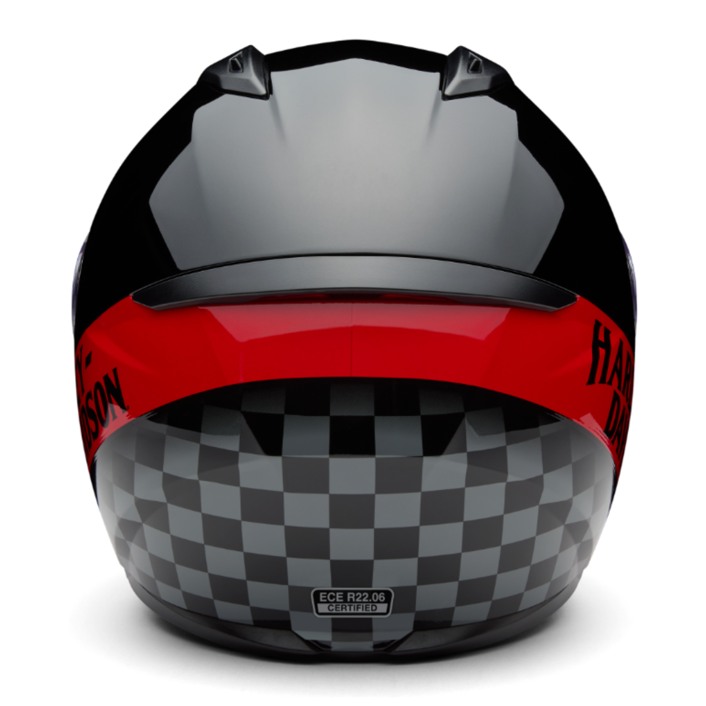 Harley-Davidson® H-D Velo H34 Full Face Helmet - Gloss Black & Red with Checkered Flag