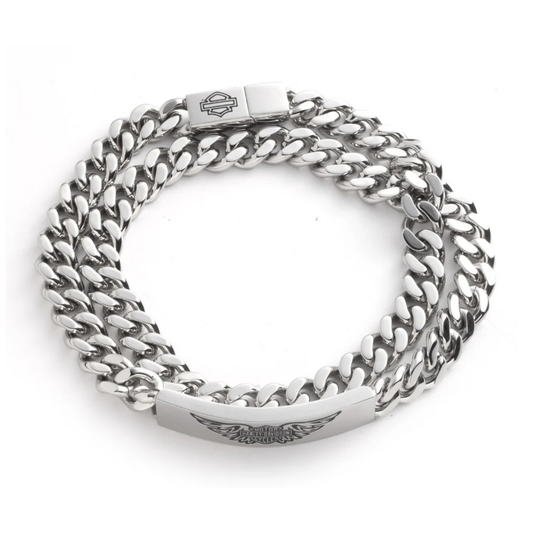 Harley-Davidson® Men's 17" H-D Winged Bar & Shield Double Wrap Bracelet