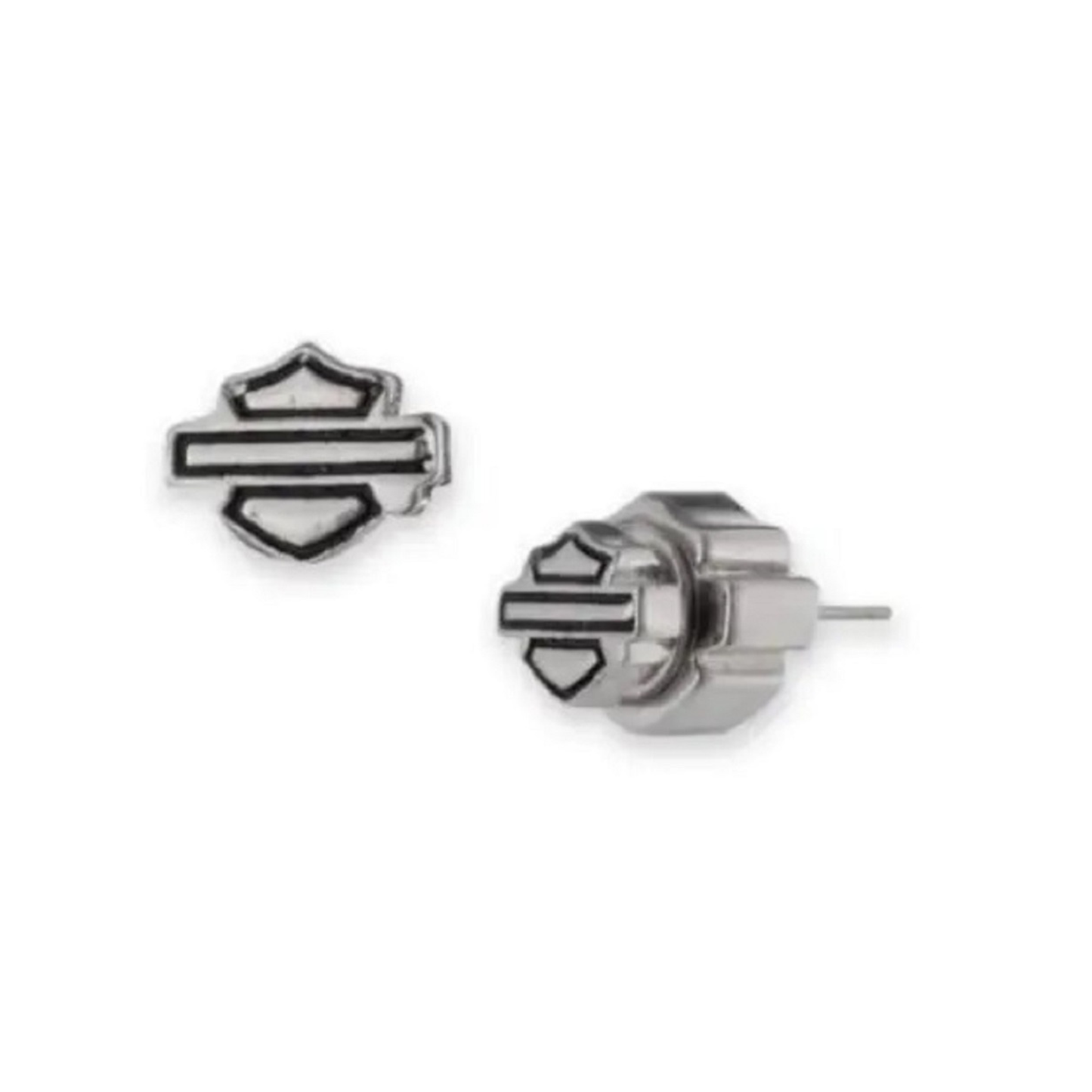 Harley-Davidson® Women's 6mm Bar & Shield Logo Stud Earrings - Stainless Steel