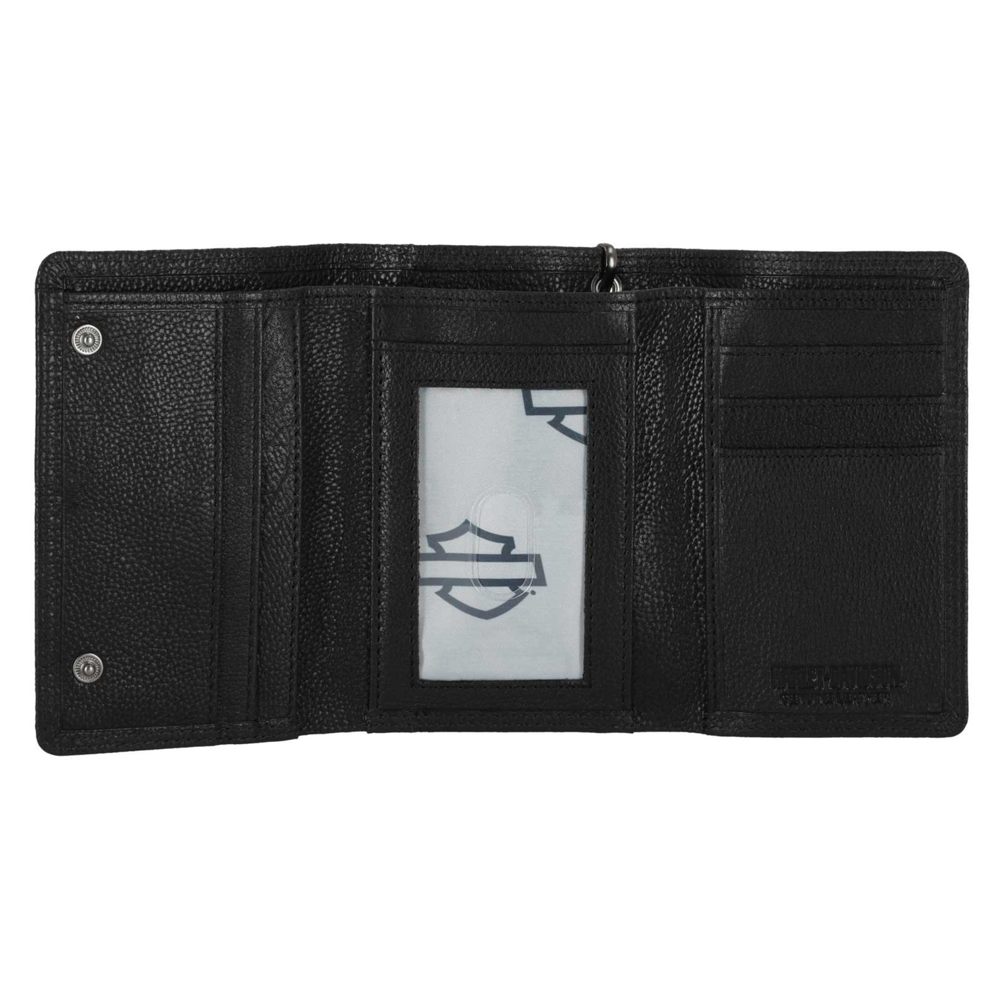 Harley-Davidson® Men's Skull Embossed Medium Biker Chain Leather Wallet - Black