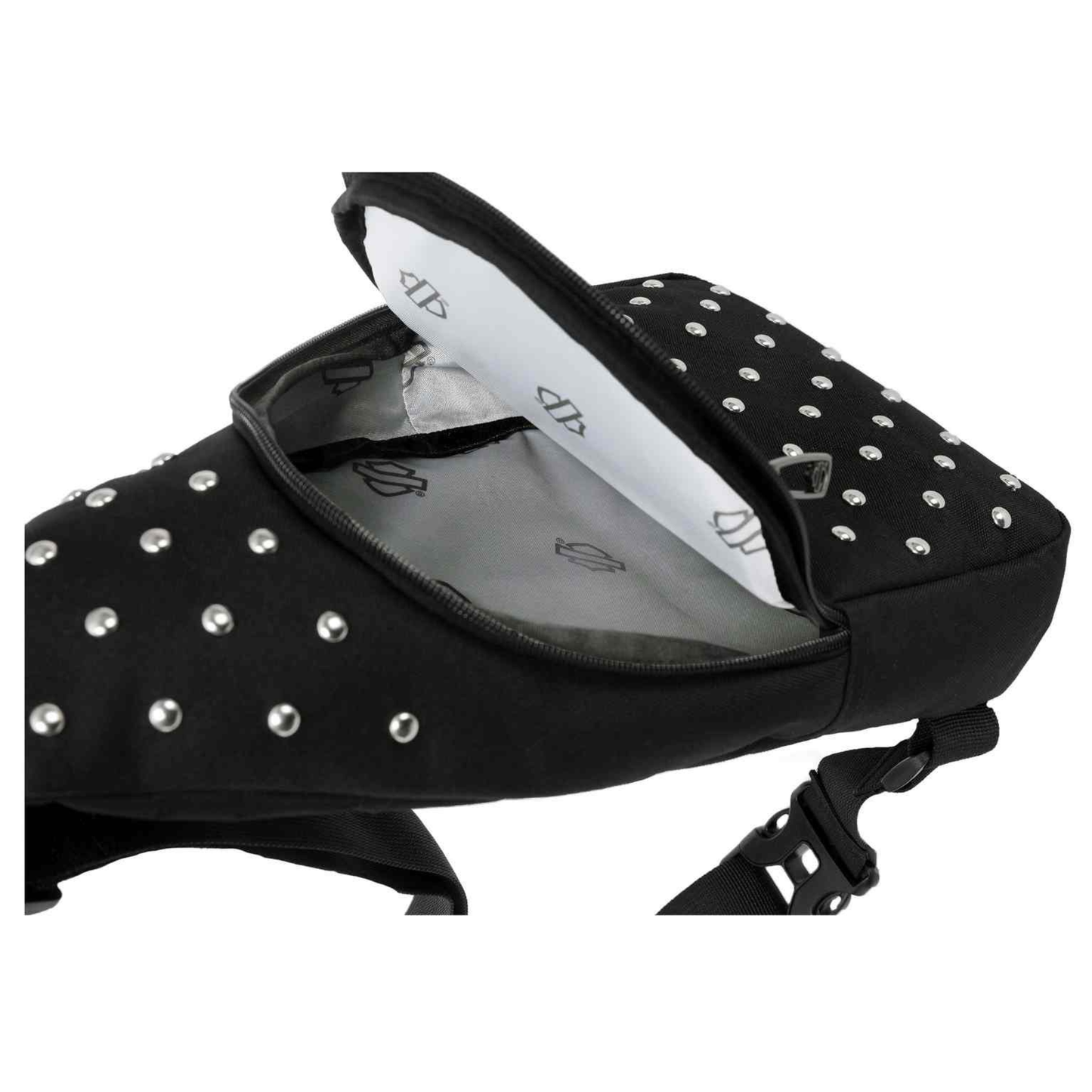 Harley-Davidson® Women's Studded Moonshadow Chest Rugged Sling Bag - Black