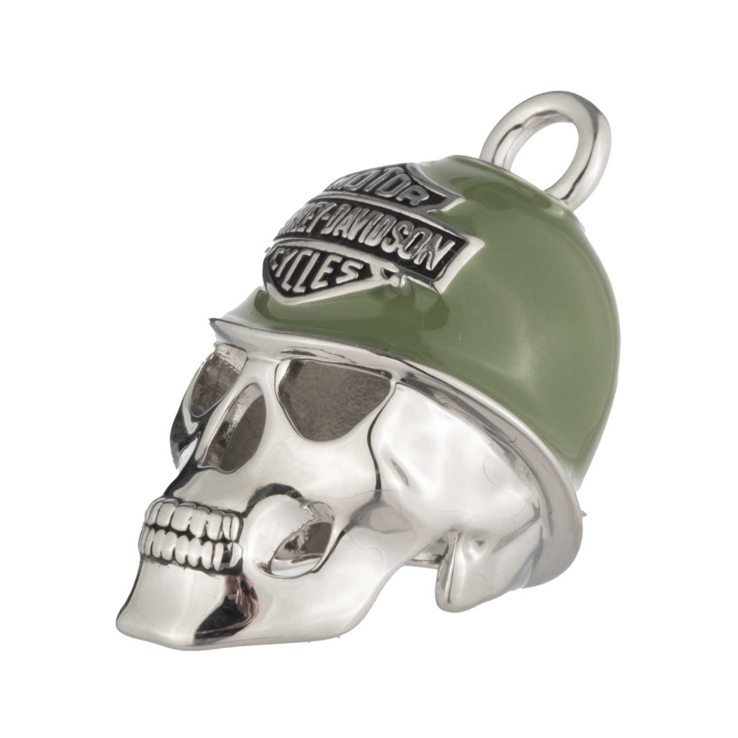 Harley-Davidson® Military Style Bar & Shield Helmet Skull Ride Bell - Silver/Green