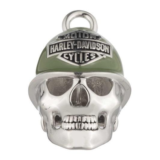 Harley-Davidson® Military Style Bar & Shield Helmet Skull Ride Bell - Silver/Green