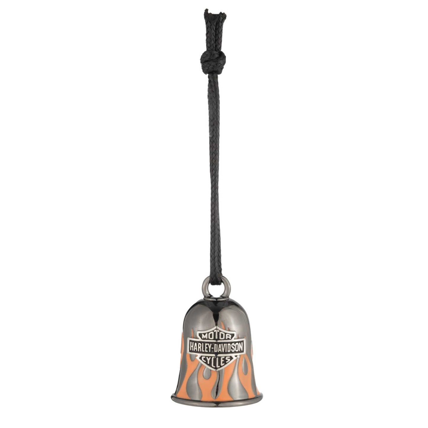 Harley-Davidson® Hematite Plated Orange Flames Bar & Shield Logo Ride Bell - Black