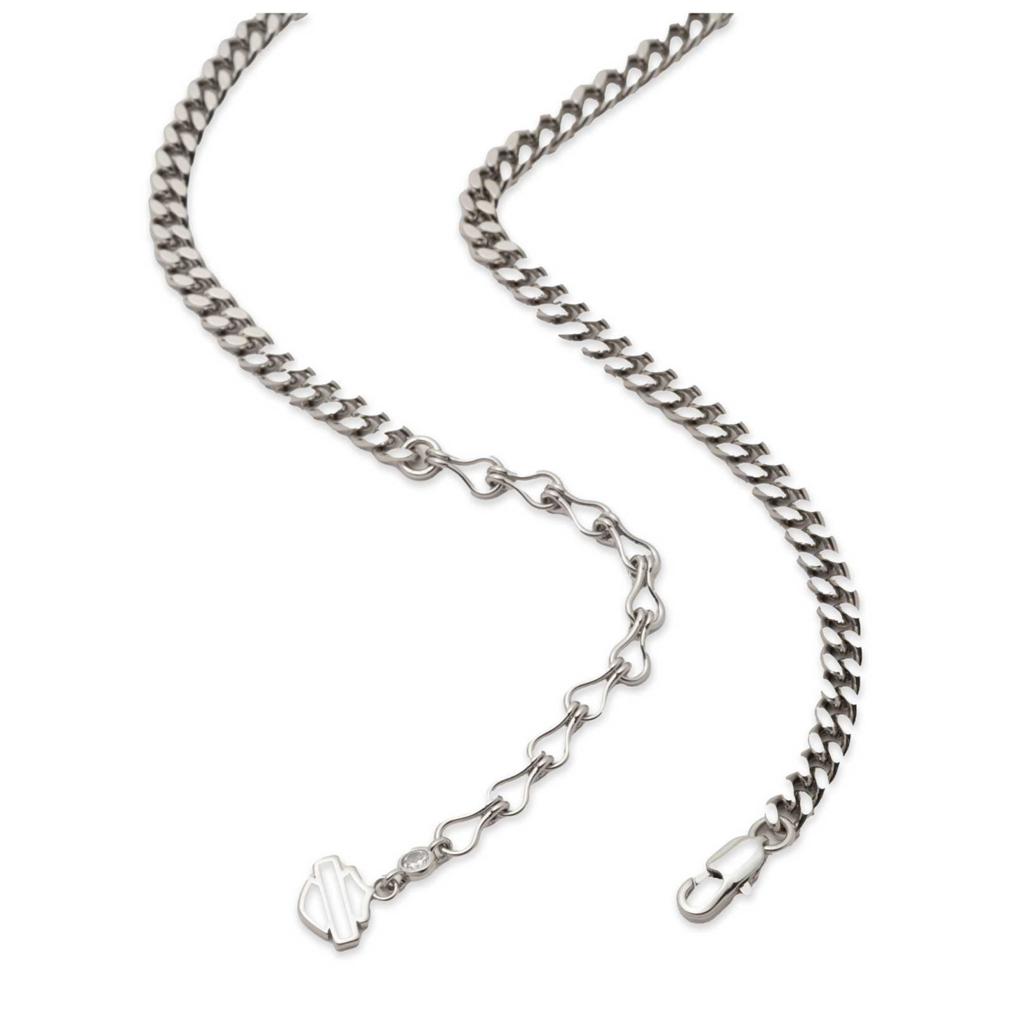 Harley-Davidson® Women's 16 in Bar & Shield Winged Lock Pendant Necklace - Silver
