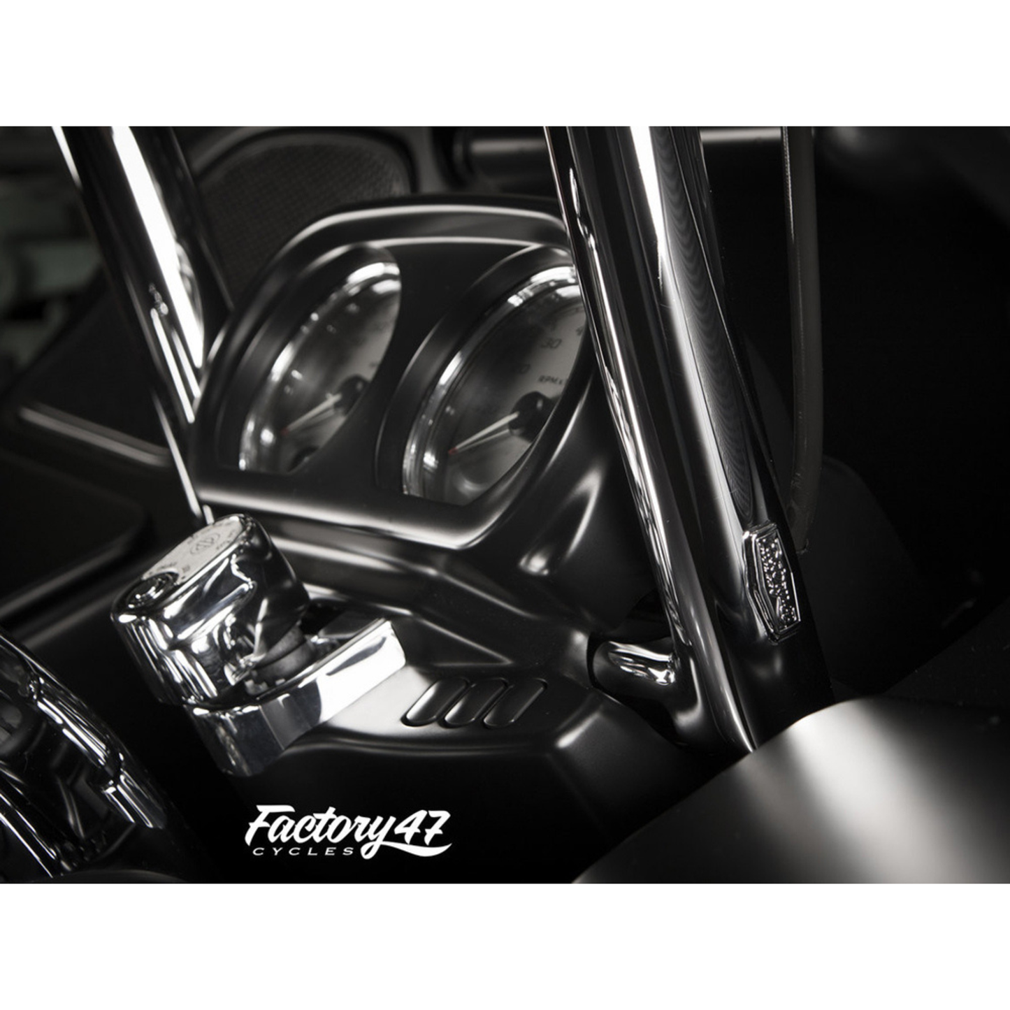 Factory 47 - 12in. x 1-1/2in. Signature Handlebar – Chrome. Fits Road Glide 2015-2023