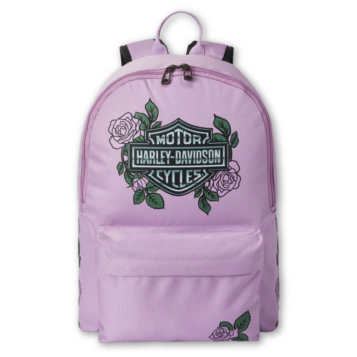 Harley-Davidson® Bar & Shield Roses Graphic Backpack w/ Adjustable Straps - Pink
