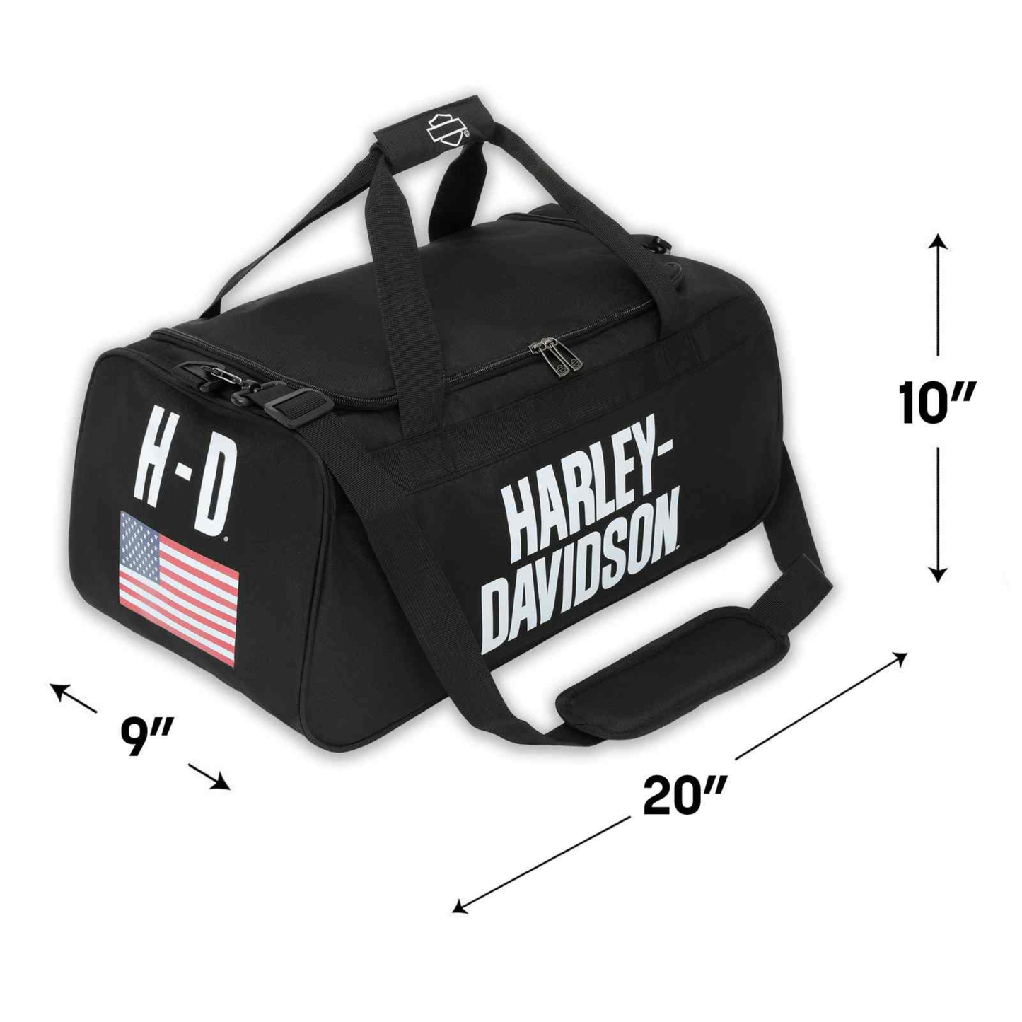 Harley-Davidson® Rugged American Flag Graphic Durable Duffel Bag - Black