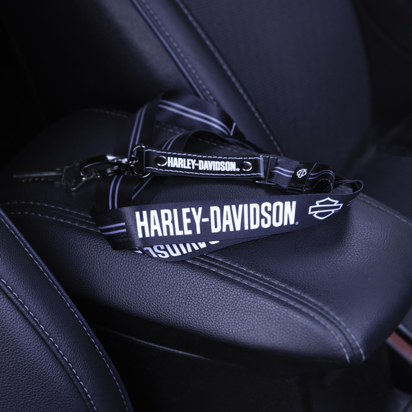 Harley-Davidson® Bar & Shield Text Logo Lanyard - Black & White