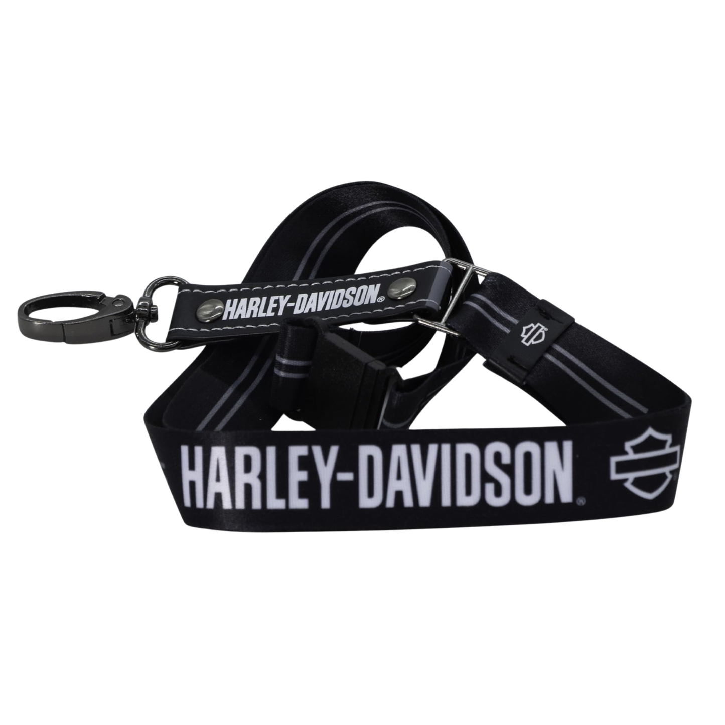 Harley-Davidson® Bar & Shield Text Logo Lanyard - Black & White