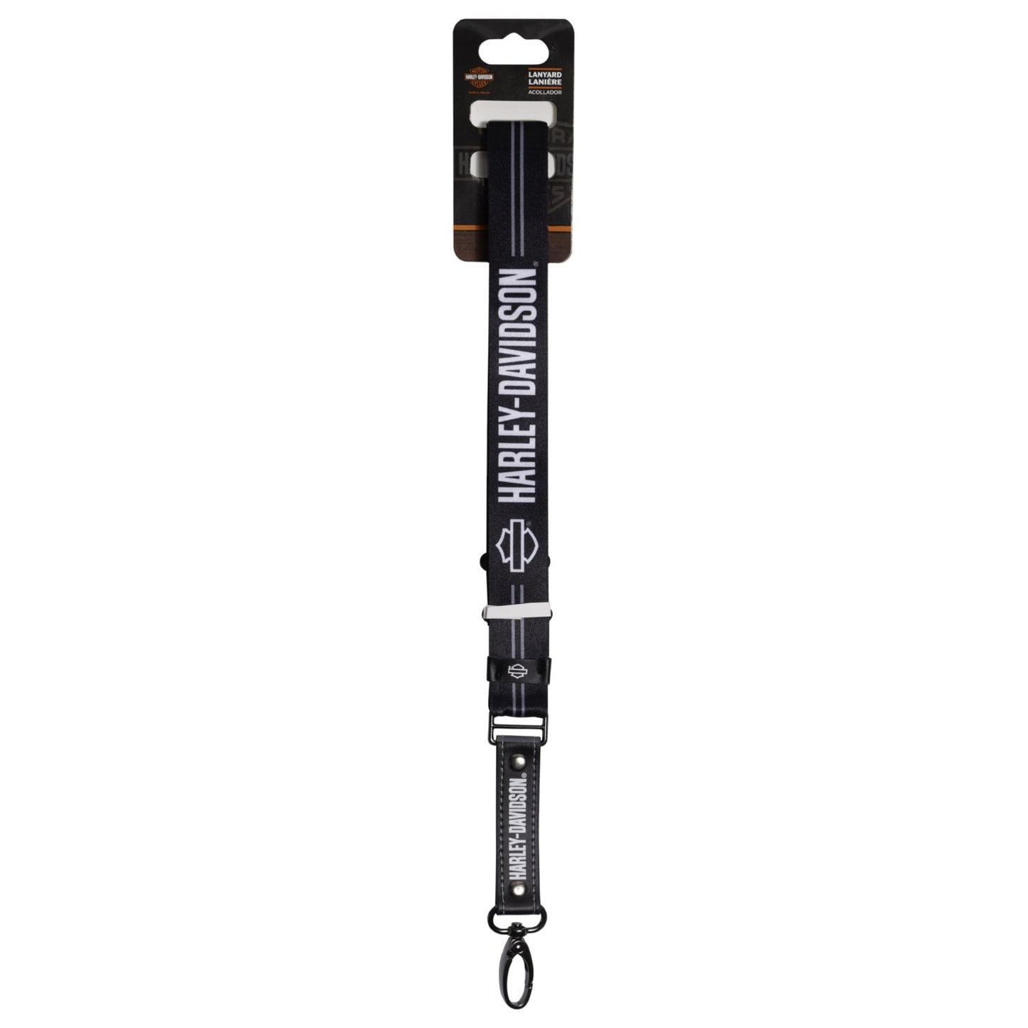 Harley-Davidson® Bar & Shield Text Logo Lanyard - Black & White