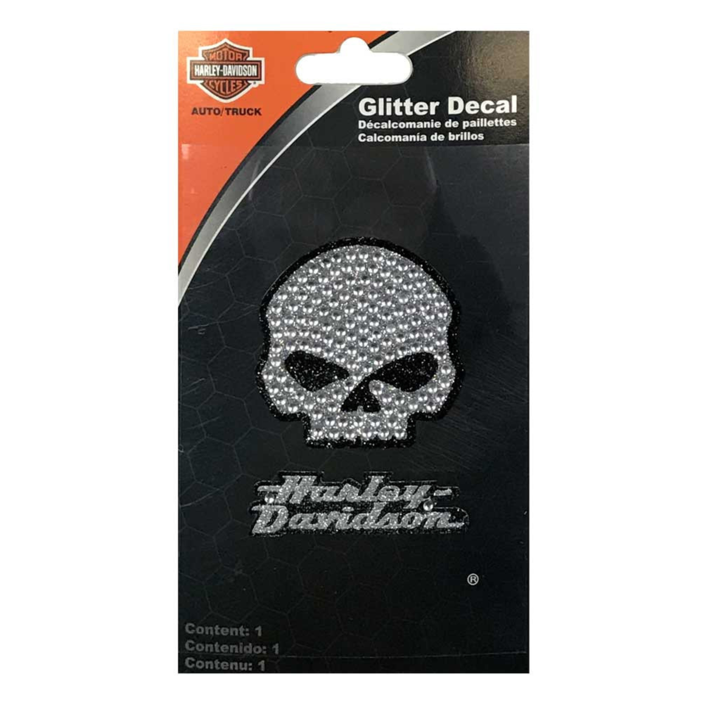 Harley-Davidson® Rhinestone Willie G Skull & H-D Script Glitter Decals - 3 x 5in.