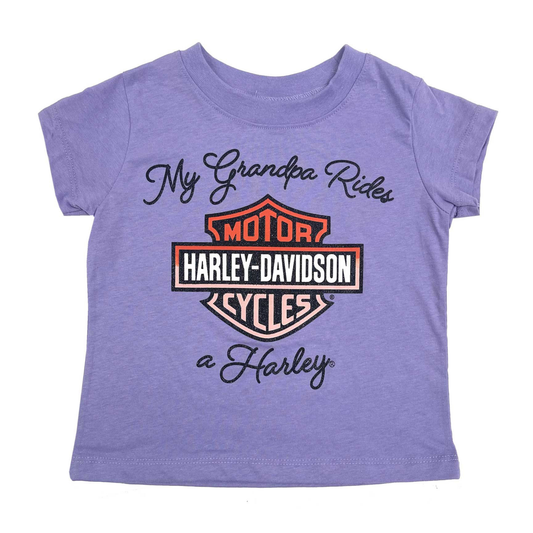 Harley-Davidson® Girls' Glitter My Grandpa Rides a Harley Short Sleeve Tee