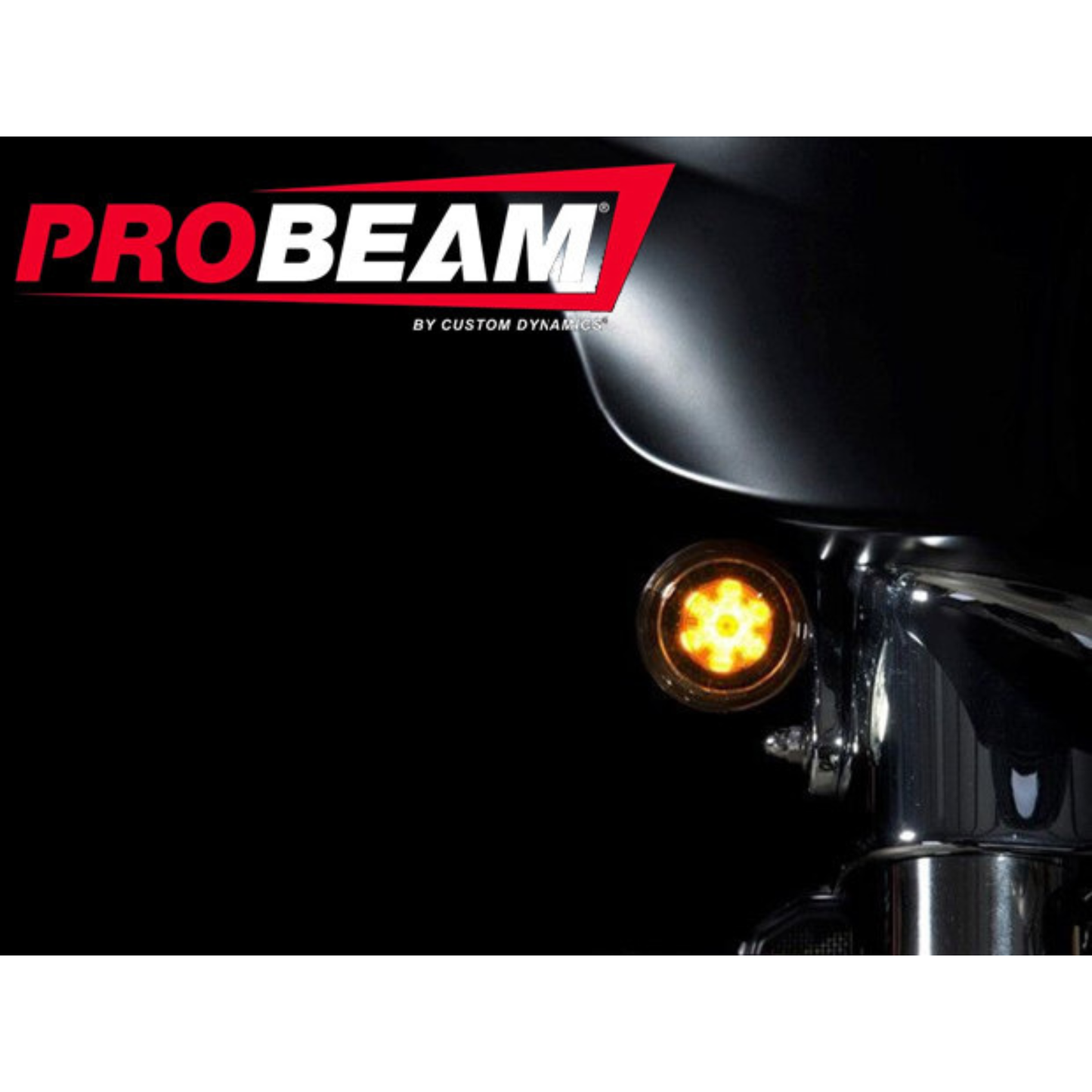 Custom Dynamics - ProBeam LED Front Turn Signal Inserts. Amber Turn, White Run with Smoke Lenses. Fits most 2002up Models.