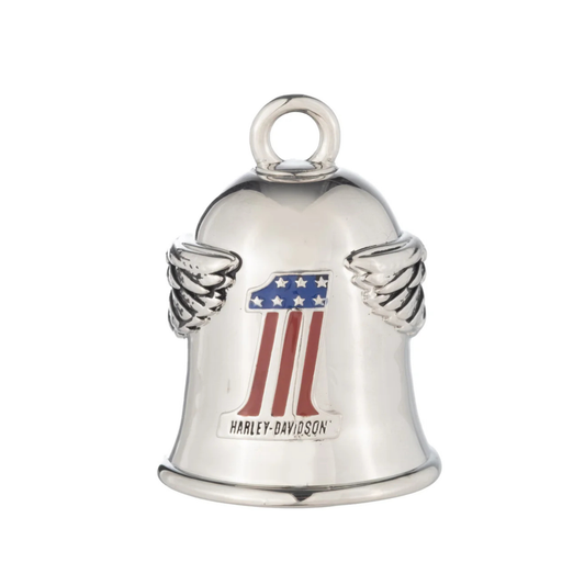 Harley-Davidson® Flying Eagle Crest w/ RWB #1 Ride Bell - Silver Finish