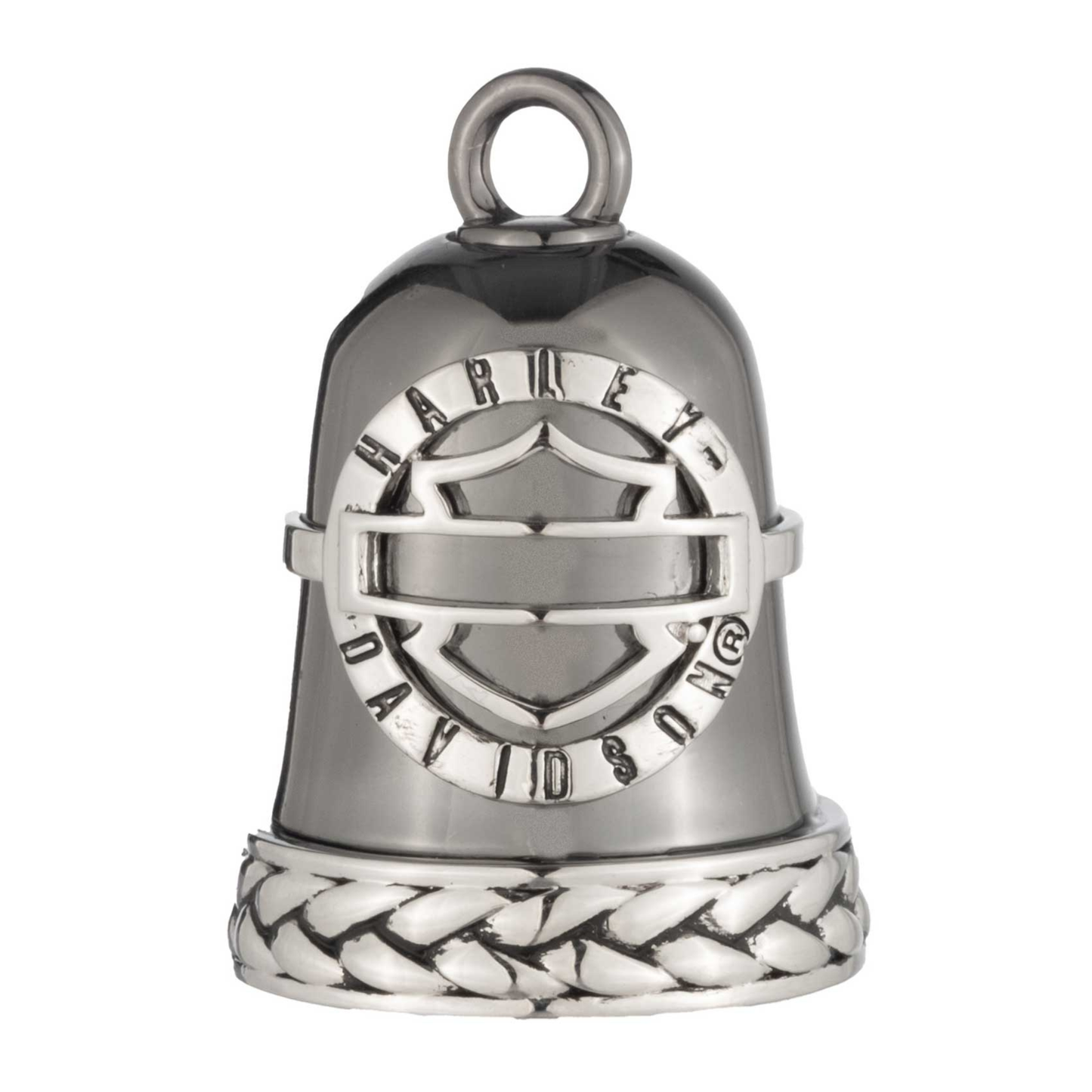 Harley-Davidson® Bar & Shield Braided Boarder Ride Bell - Hematite Silver Finish