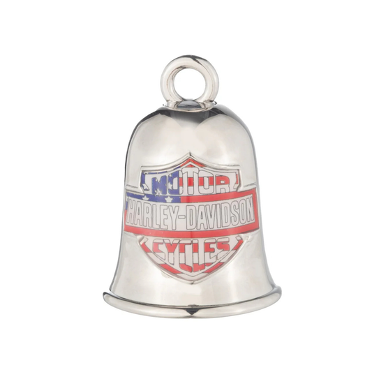 Harley-Davidson® American Flag Print Bar & Shield Logo Ride Bell - Silver Finish