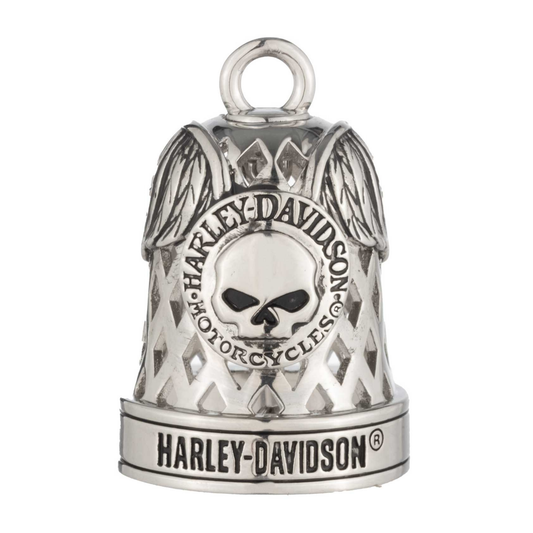 Harley-Davidson® Winged Willie G Skull Diamond Cut Outs Ride Bell - Silver Finish