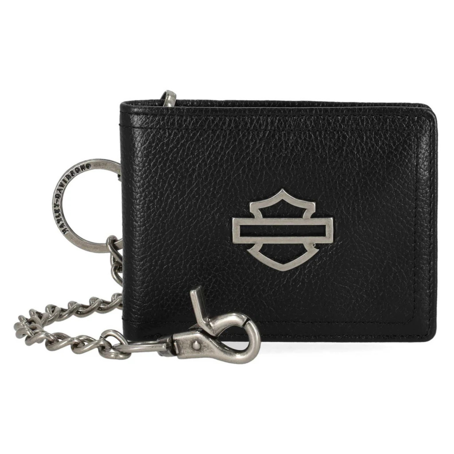 Harley-Davidson® Men's Open B&S Slimfold Biker Chain Leather Wallet - Black