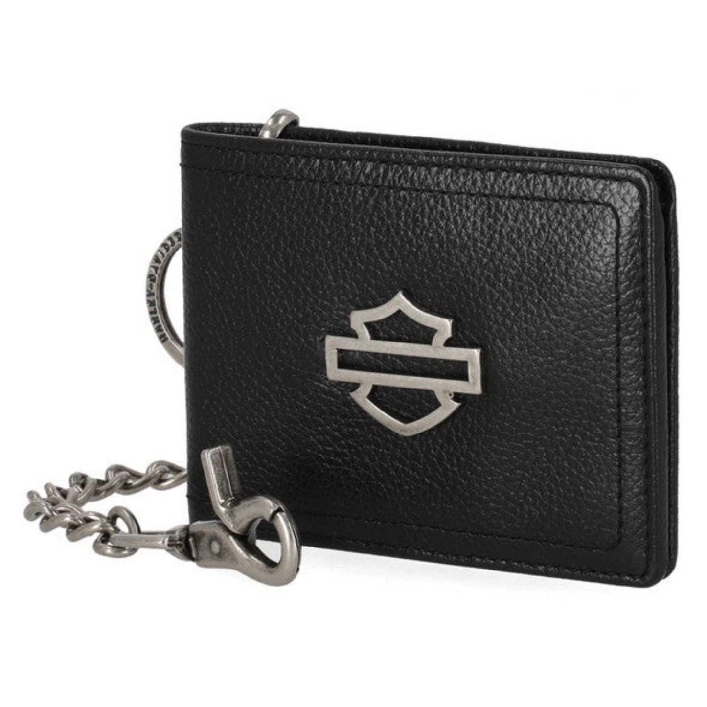 Harley-Davidson® Men's Open B&S Slimfold Biker Chain Leather Wallet - Black