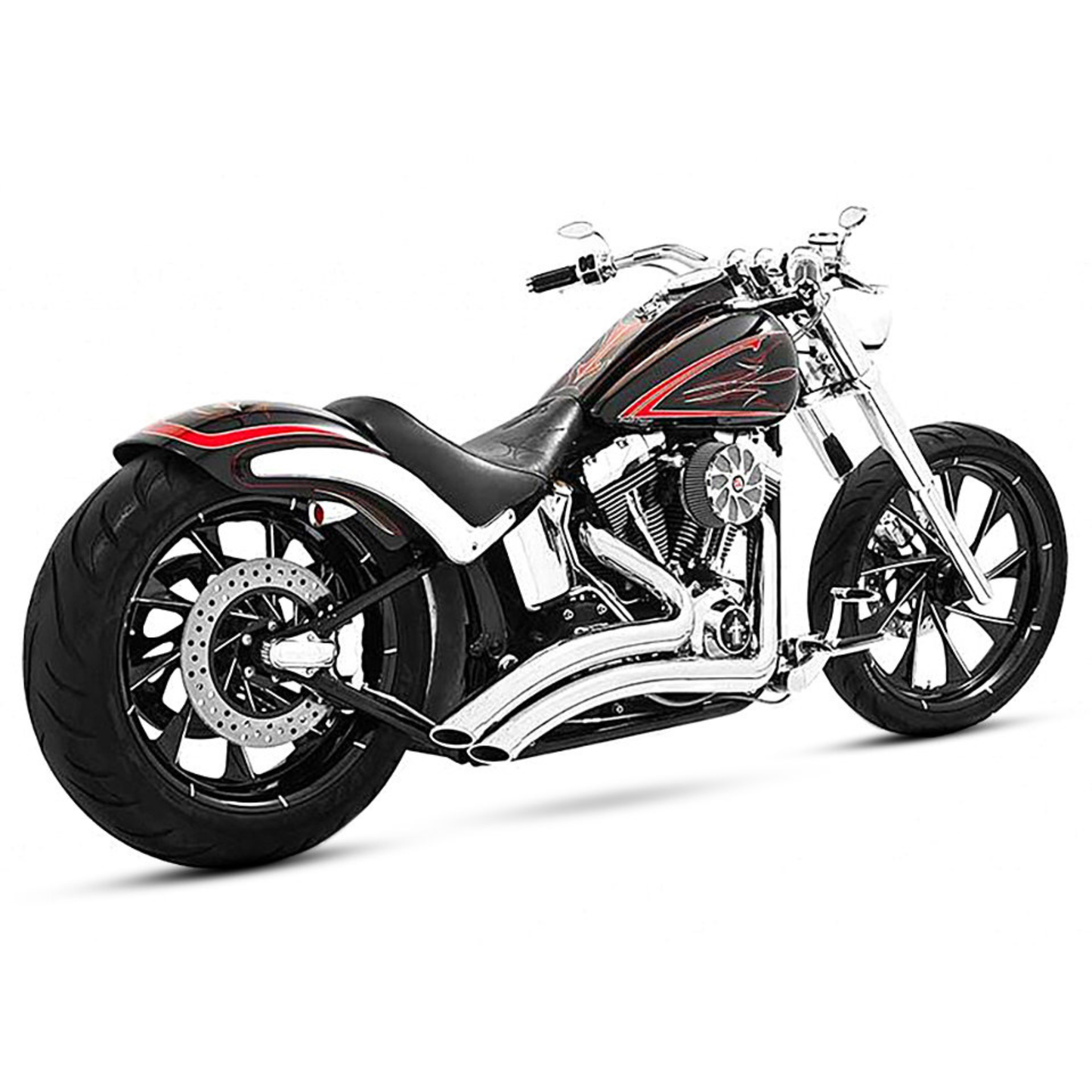 Freedom Performance Exhaust - Sharp Curve Radius Exhaust – Chrome With Chrome End Caps. Fits Softail Breakout 2013-2017 & Rocker 2008-2011