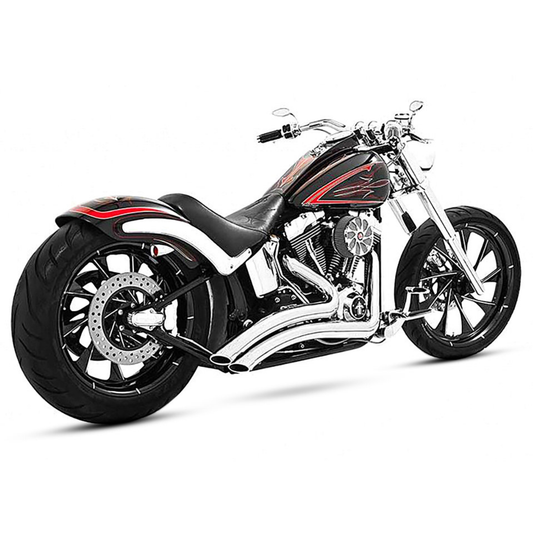 Freedom Performance Exhaust - Sharp Curve Radius Exhaust – Chrome With Chrome End Caps. Fits Softail Breakout 2013-2017 & Rocker 2008-2011