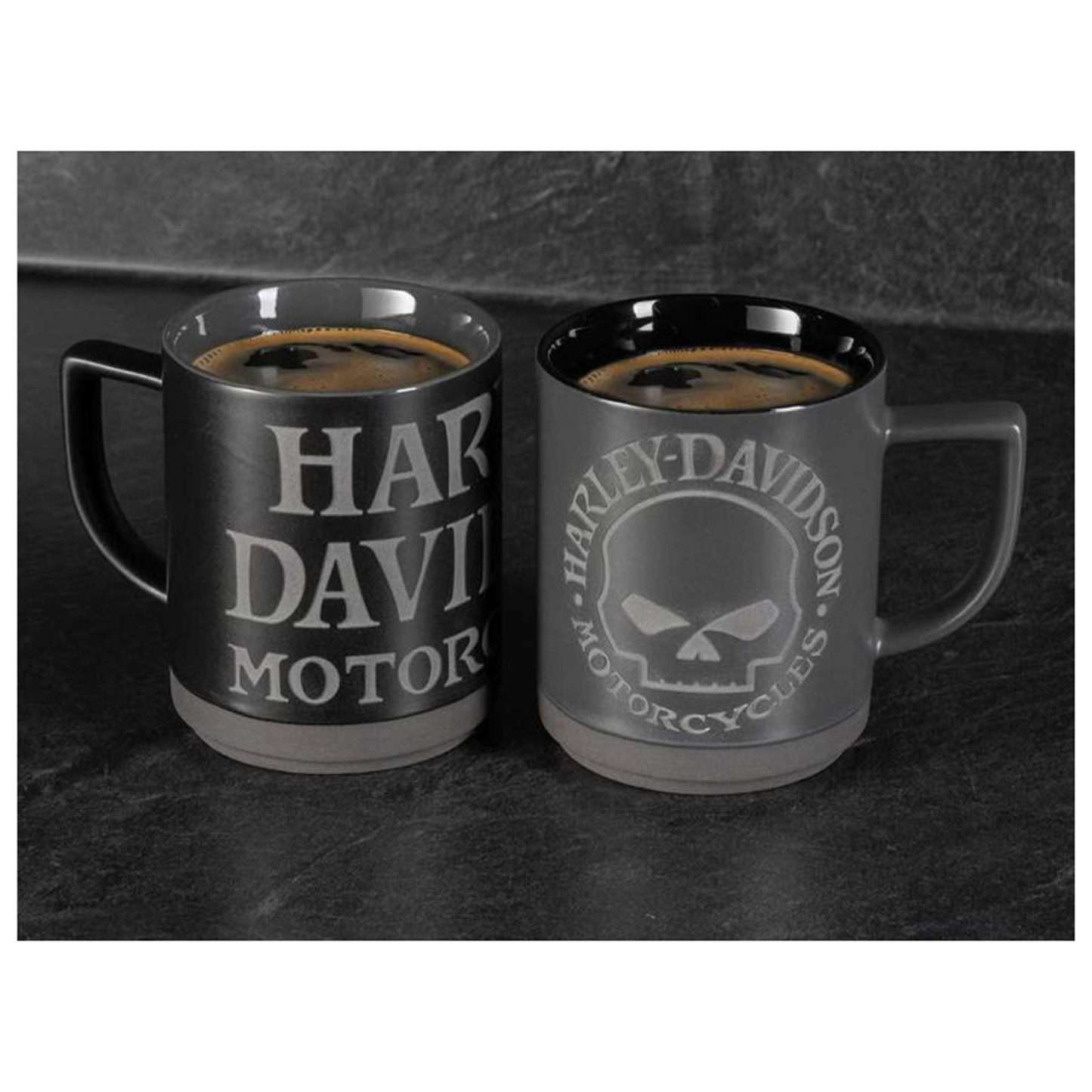 Harley-Davidson® Engraved Willie G Skull Coffee Mug Set - Set of Two 16 oz.
