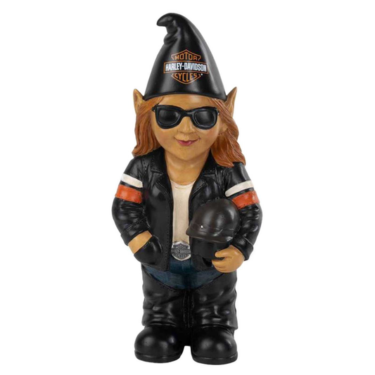 Harley-Davidson® Sculpted Lady Biker Garden Gnome Sunny - Indoor/Outdoor Use